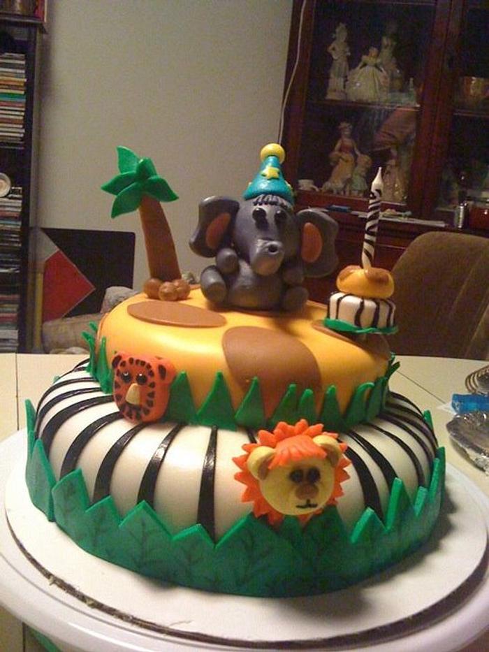 1st Birthday Safari Cake