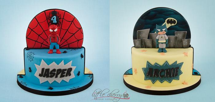 Double sided cake Spider and Batman!