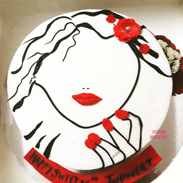 WOMEN FACE SILHOUTTE CAKE 
