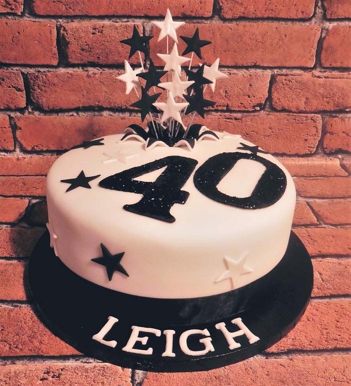 Exploding stars 40th birthday cake 