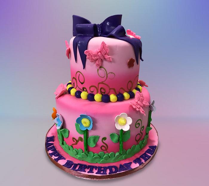 Purple Bow Birthday Cake