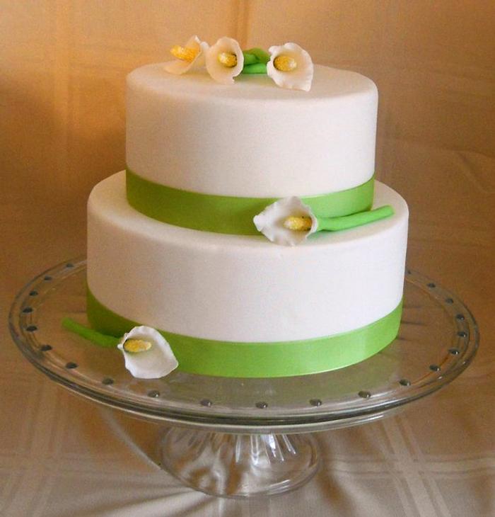 Calla lily Two Tier Wedding Cake