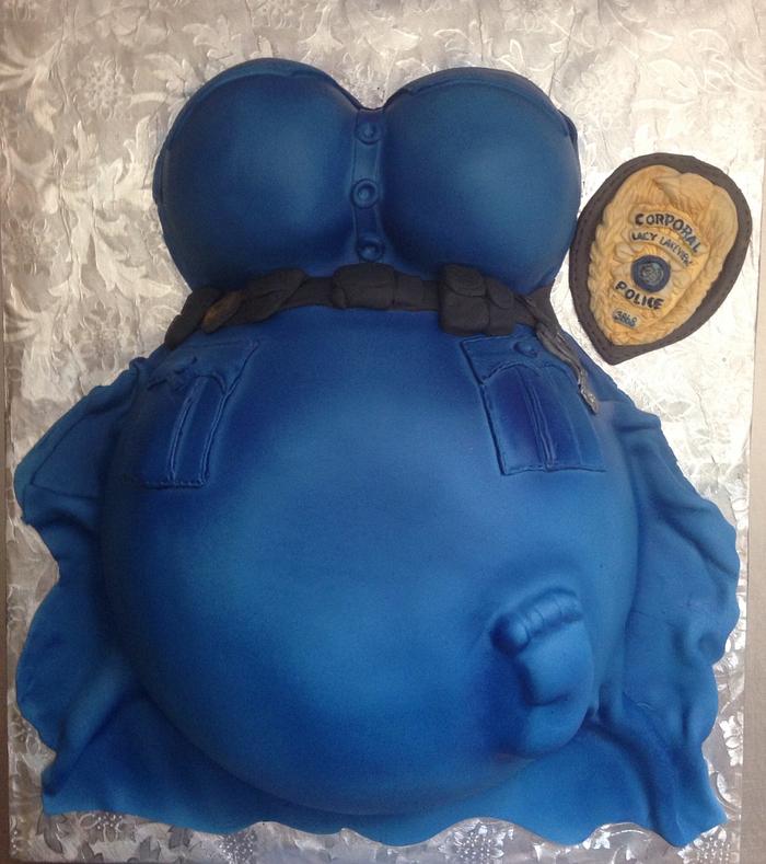 Pregnant police officer belly cake