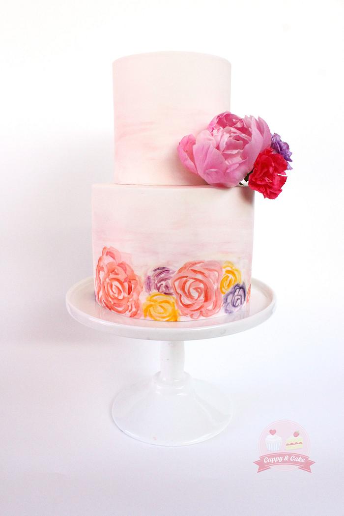 Water colour floral cake