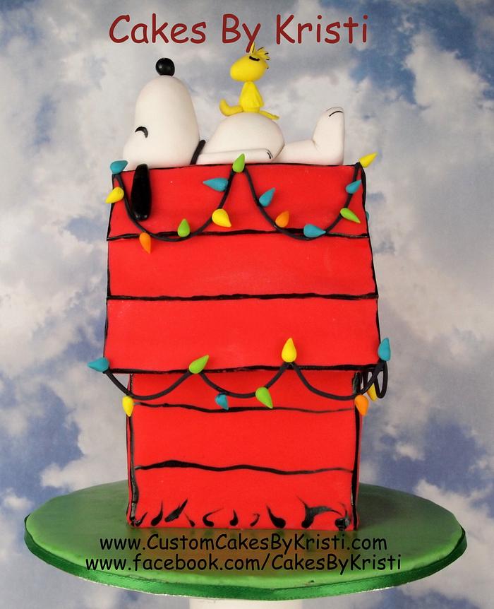 Snoopy and Woodstock Christmas Cake