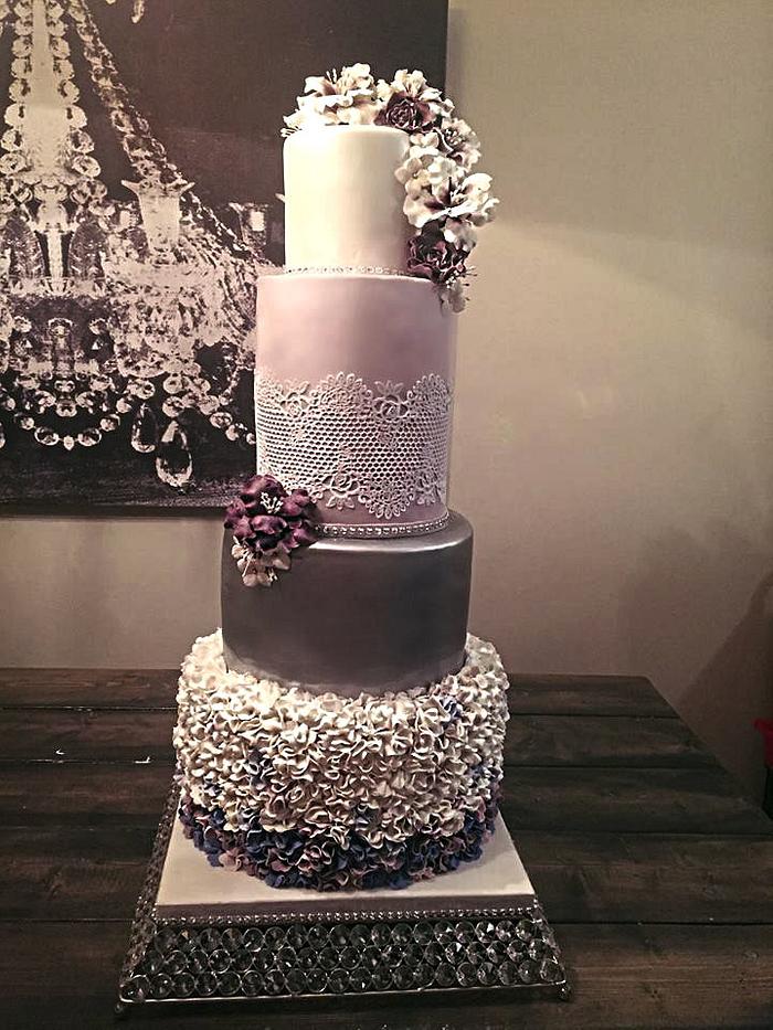 Romantic ruffle wedding cake