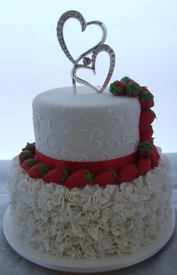 Ruffle and Strawberries Wedding cake
