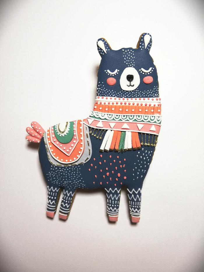 Folk Art Llama Cookie 