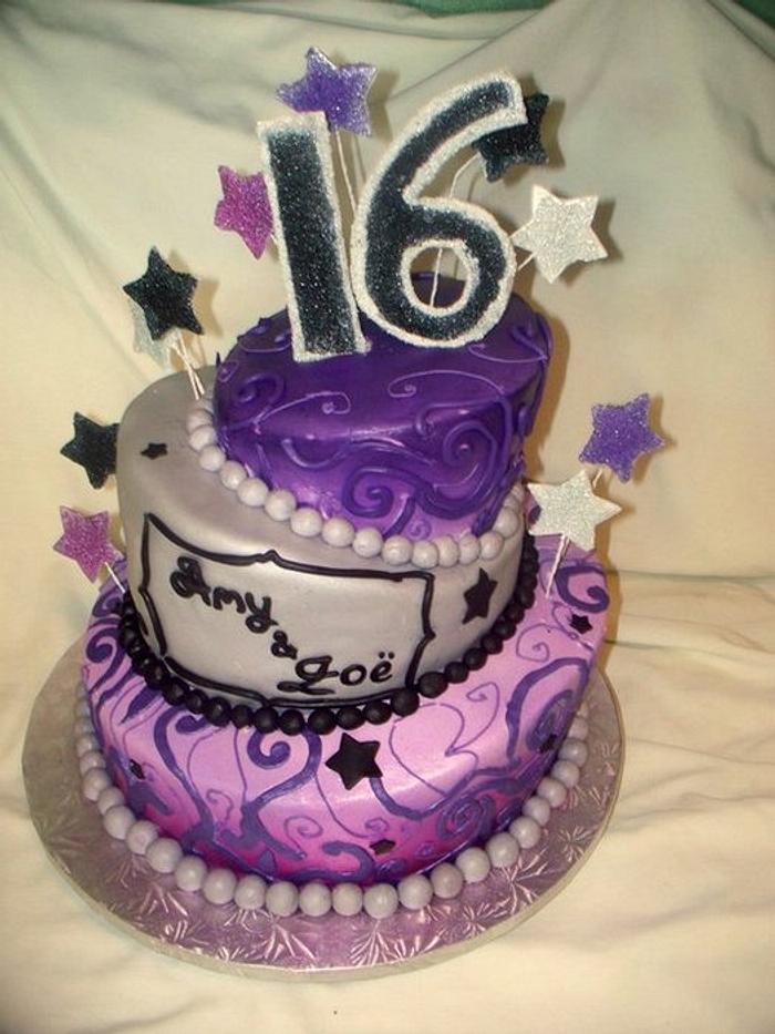 Sweet 16 cake for twins