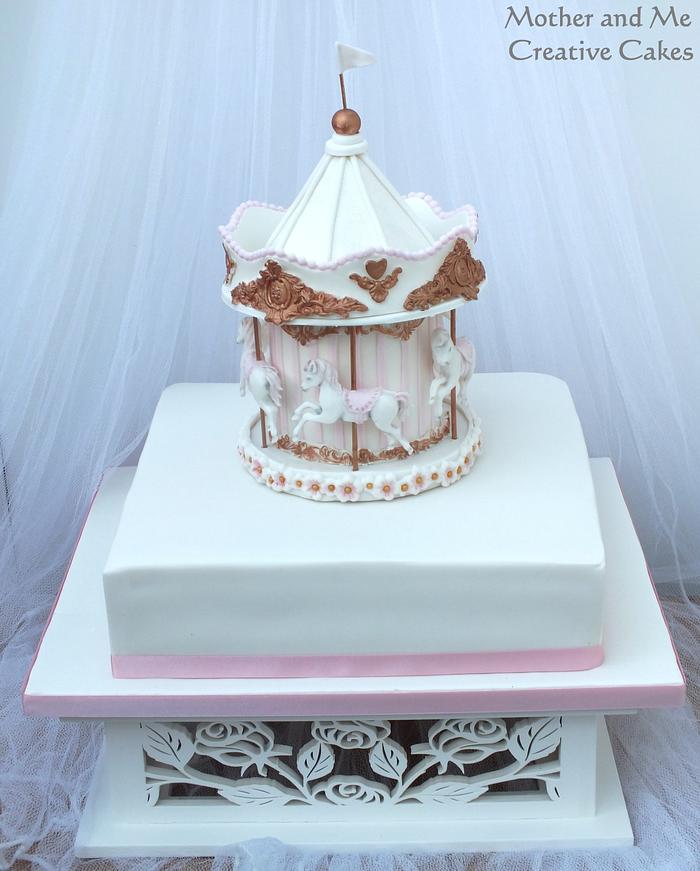 Carousel Christening cake topper