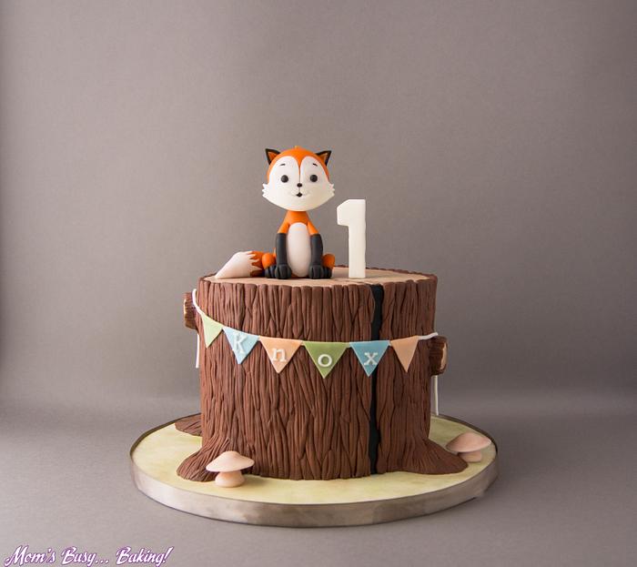 Woodland Fox First Birthday Cake