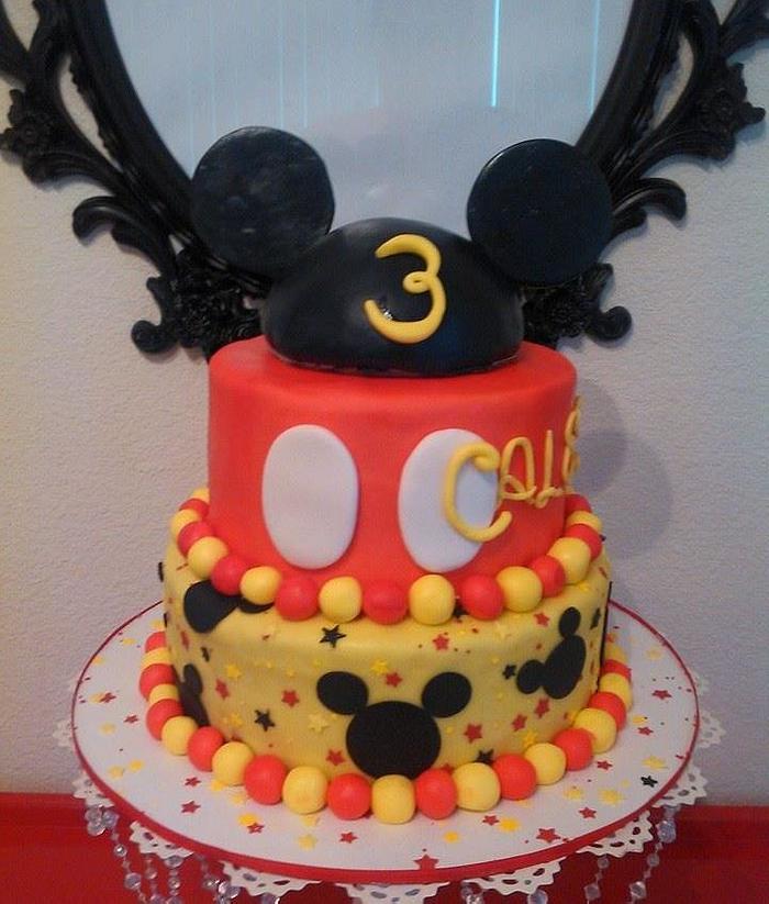 Mickey themed 3rd birthday cake 