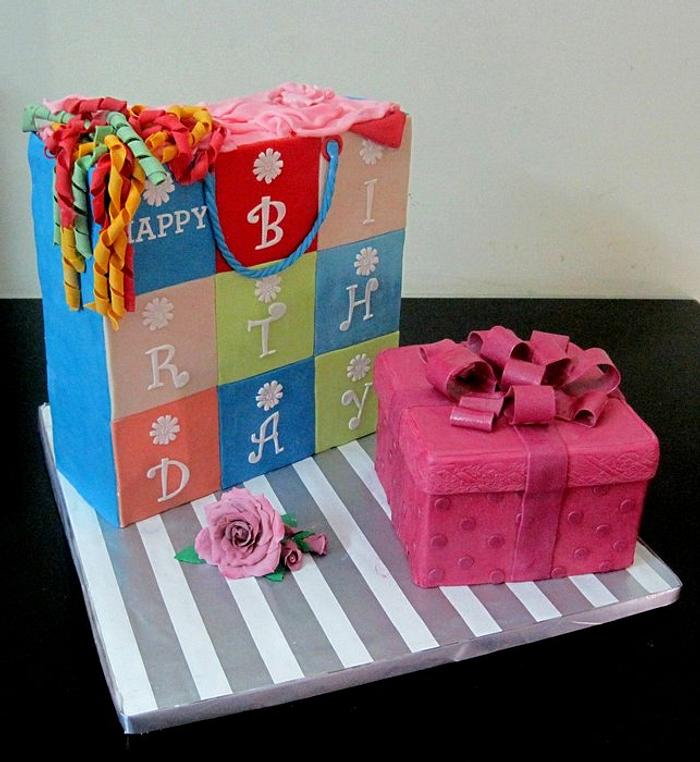 Gift Box & Bag Birthday Cake