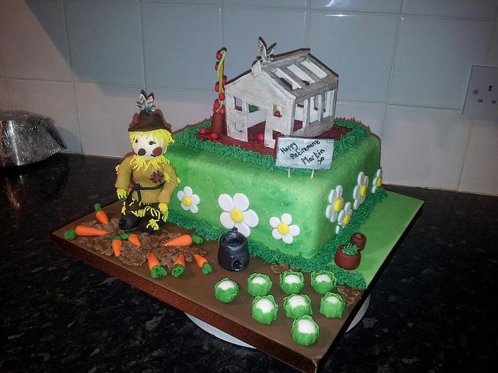 Greenhouse retirement cake