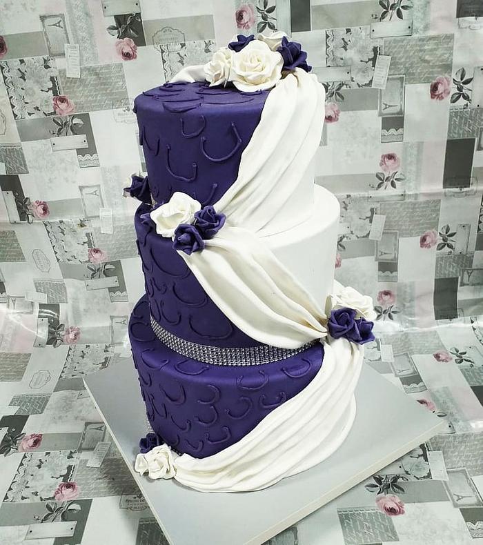 Purple elegant wedding cake