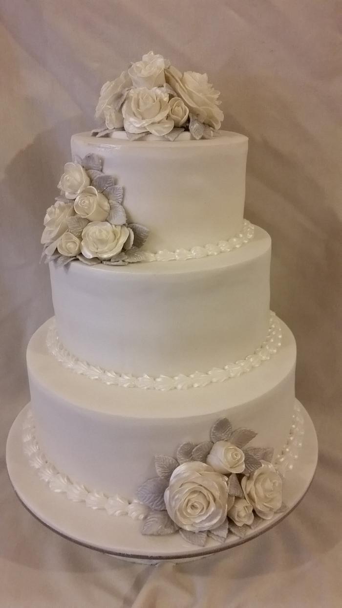 First attempt  at a proper wedding cake