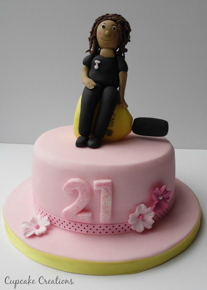 Pink 21st nail queen cake
