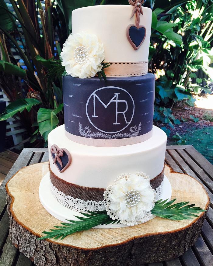 Shabby Chic, Chalkboard, Country Wedding Cake