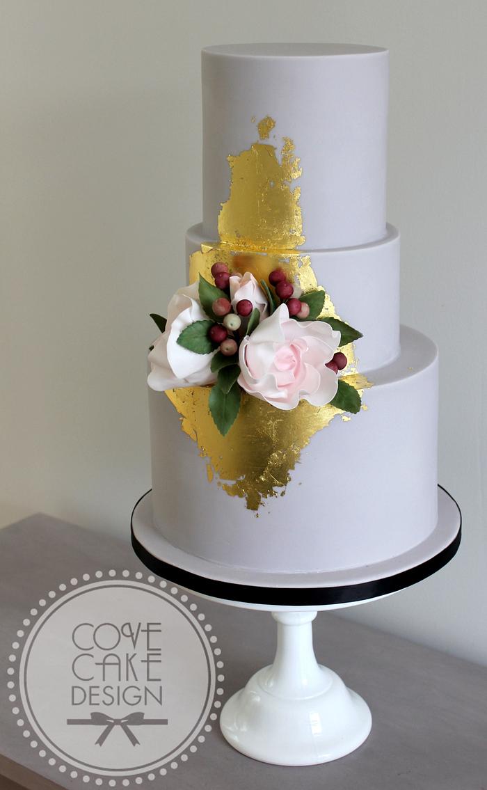 Gilded floral cake