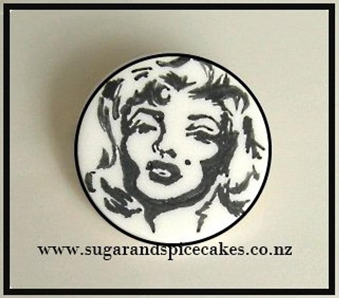Marilyn - Hand painted Sillouette Cupcake topper - done free-hand