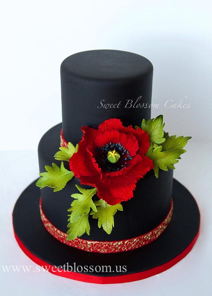 Black cake with sugar Poppy