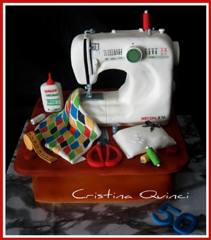 sewing machine cake