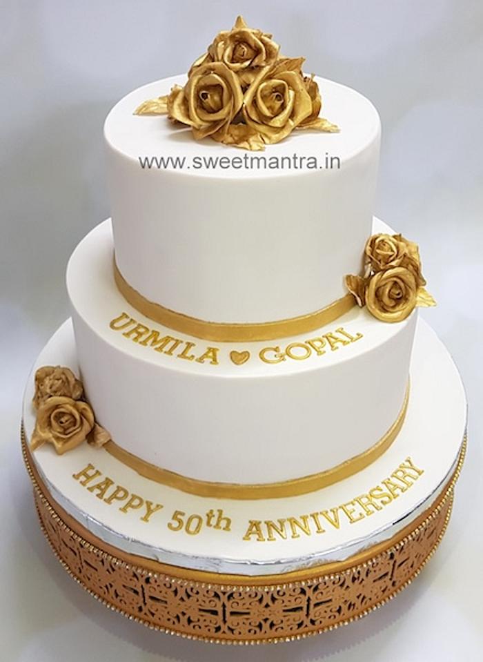 50th anniversary cake in 2 tier