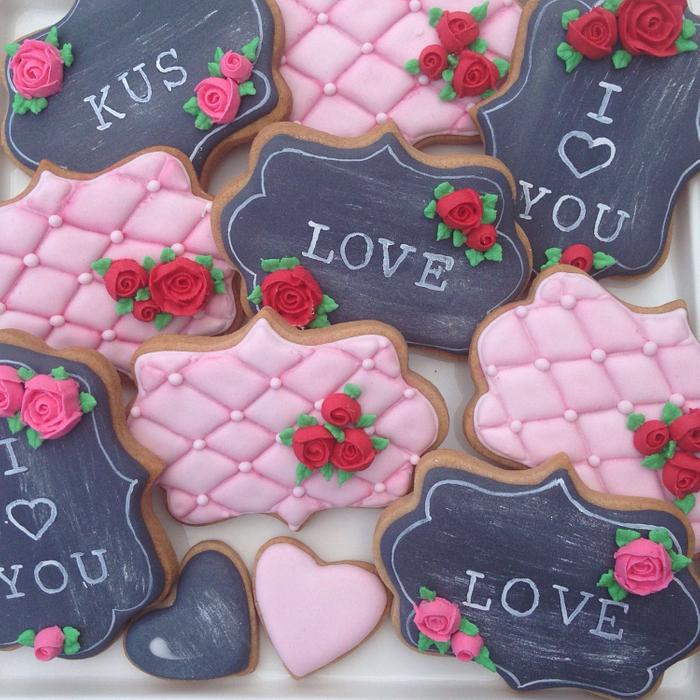 Valentine Chalkboard and Quilted Cookies
