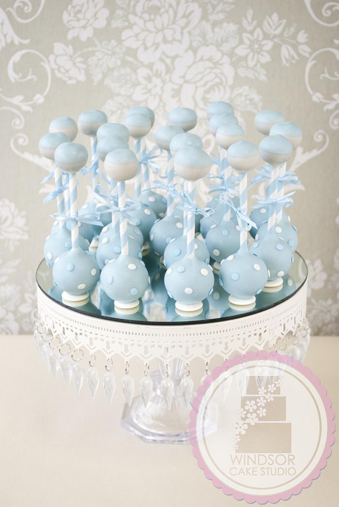Blue Baby Rattle Cake Pops by Windsor Cake Studio