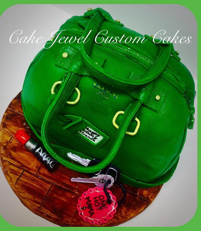 Emerald Green Designer Handbag Cake