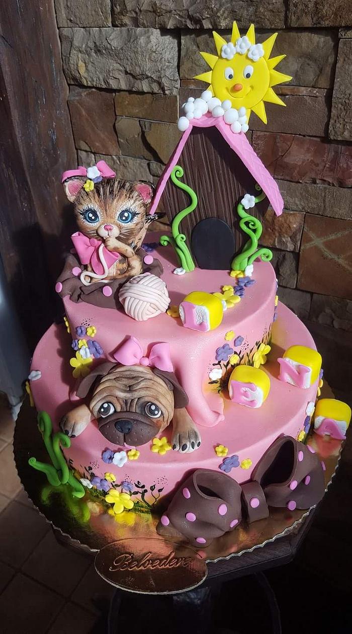 Cat &Pug cake