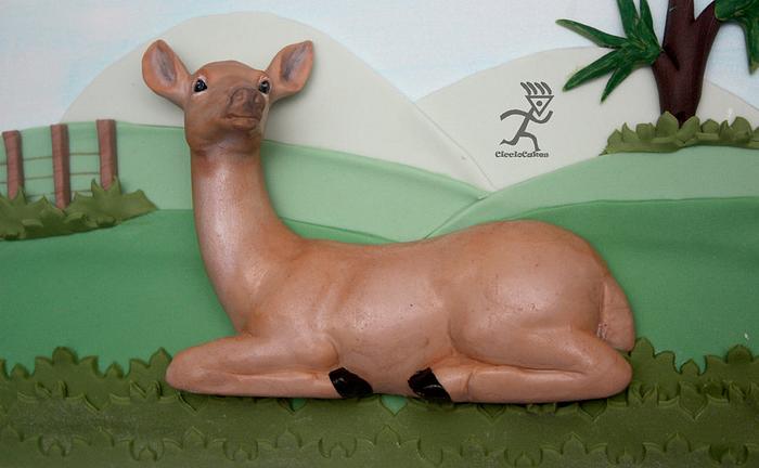 Deer Stamp Cake with modelling Chocolate Doe