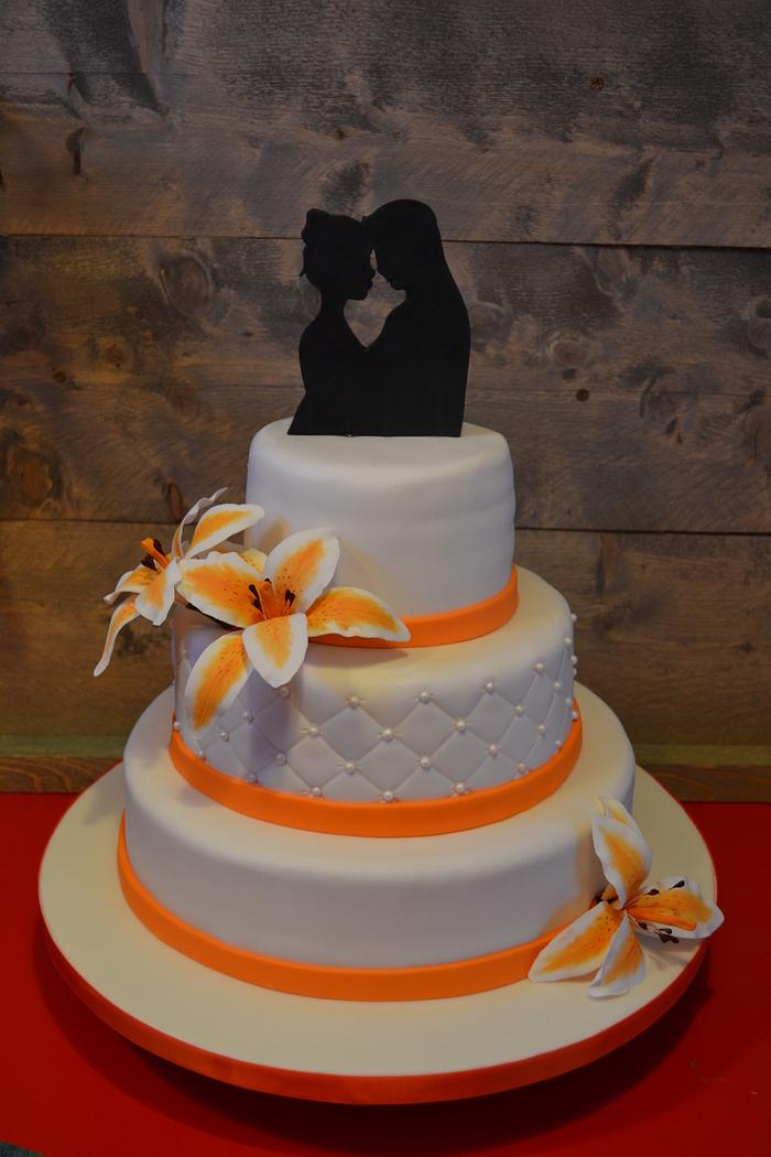wedding cake orange lilly