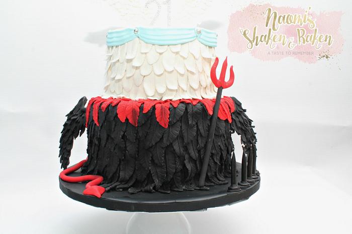Angle/Devil 21st birthday cake