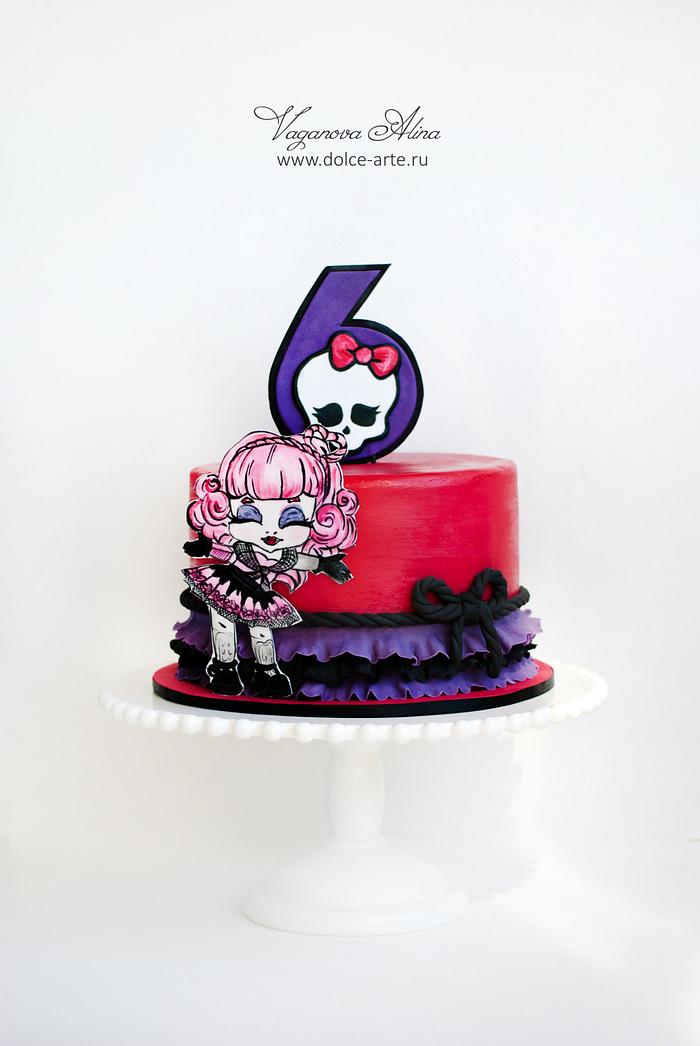 cake with a little monster high girl