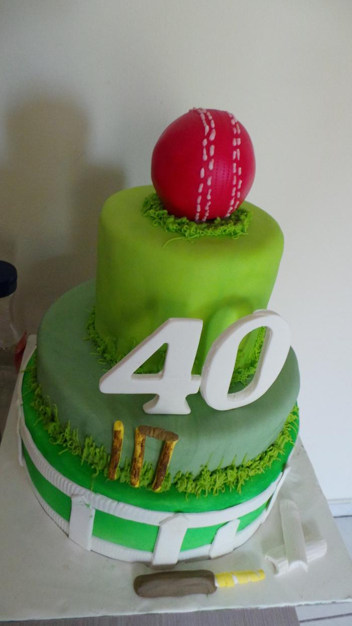 Cricket themed 40th Birthday cake
