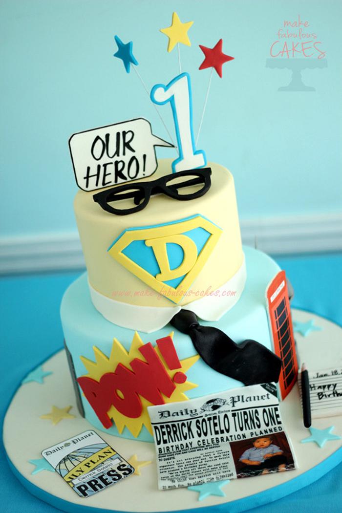 Superman/Clark Kent 1st birthday cake