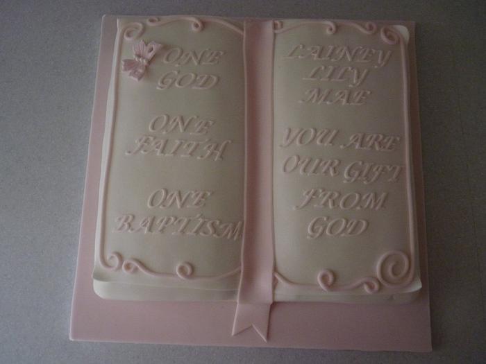 Open Book Baptism Cake
