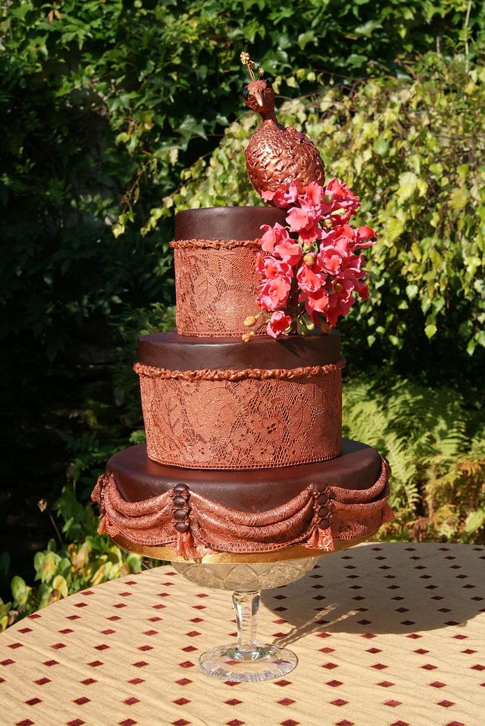 Autumn Wedding cake with Bird