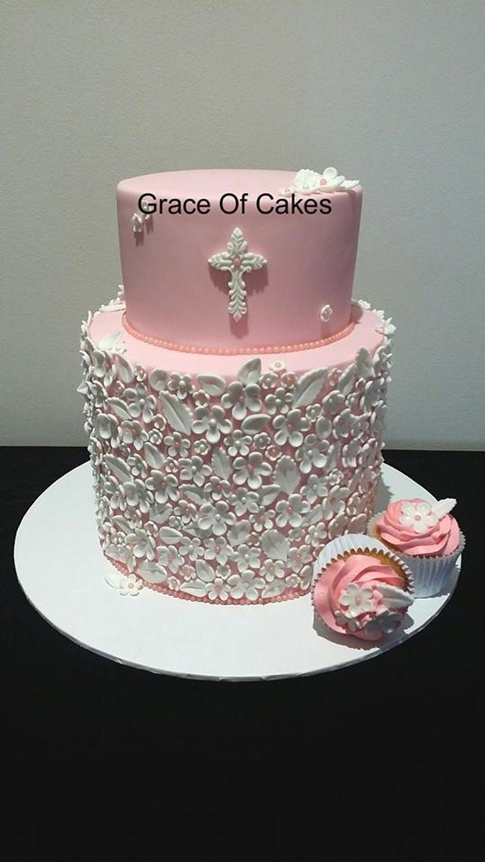 Floral Christening Cake