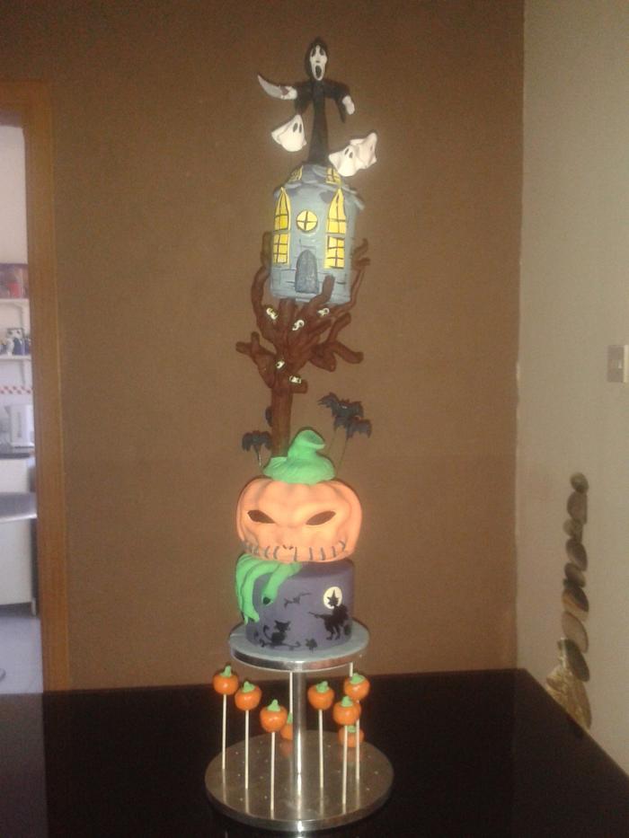 halloween tower cake