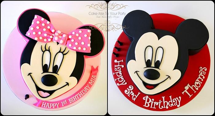 Mickey and Minnie Mouse- joint birthday cakes!