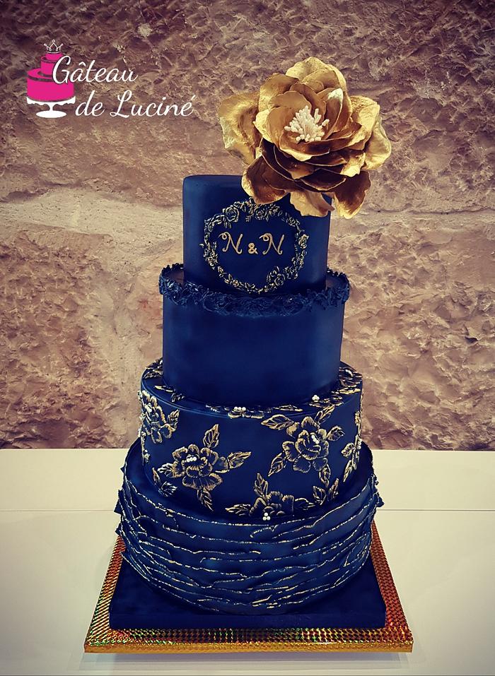 Navy bleu wedding cake 