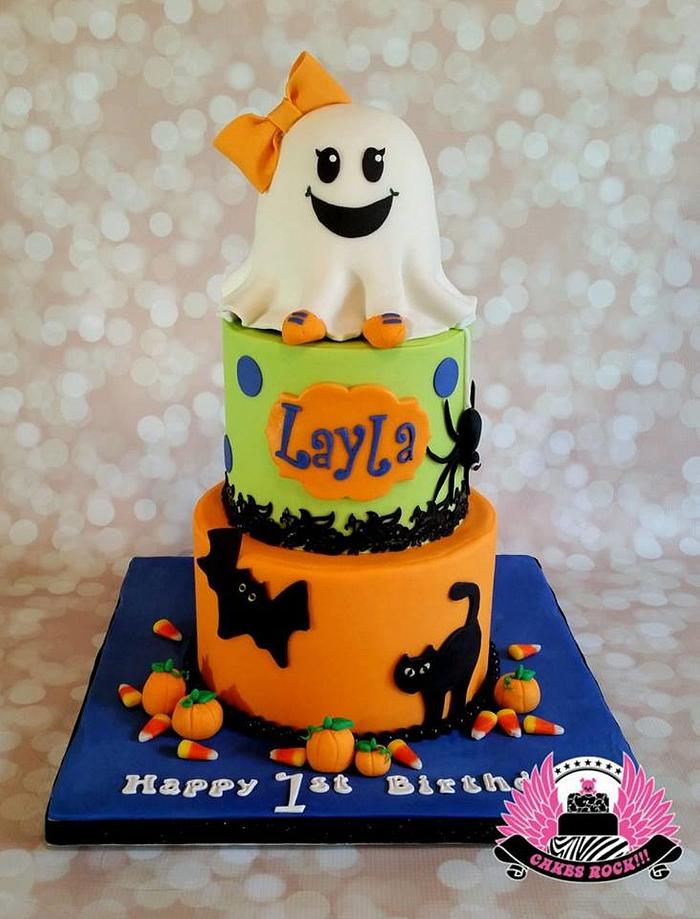 Halloween Ghost First Birthday Cake