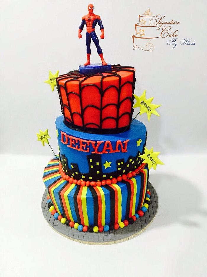 Topsy Turvy Spiderman Cake