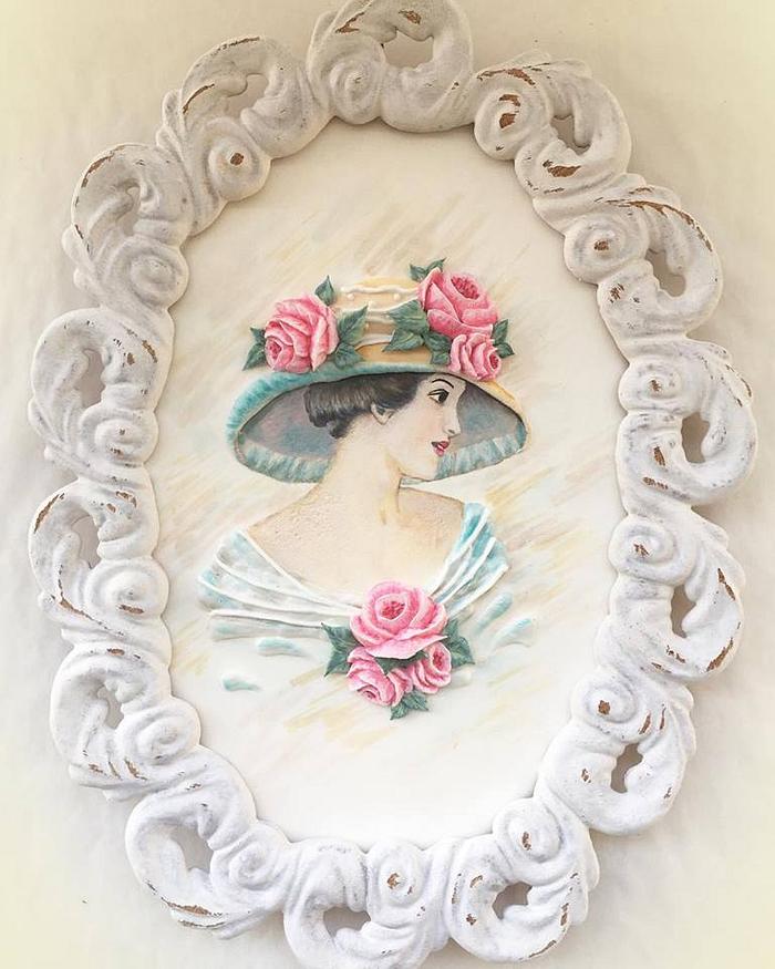 Lady with roses . Gingerbread