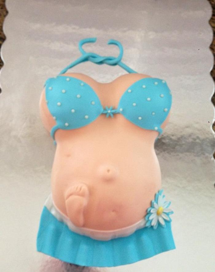 Bikini pregnant belly cake