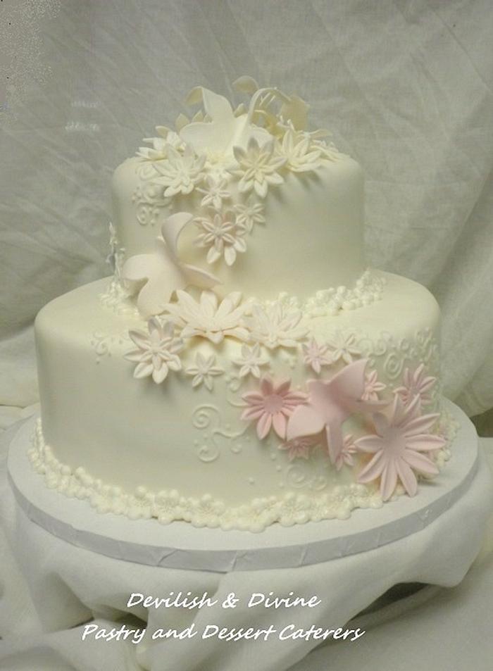 Ombre floral wedding cake