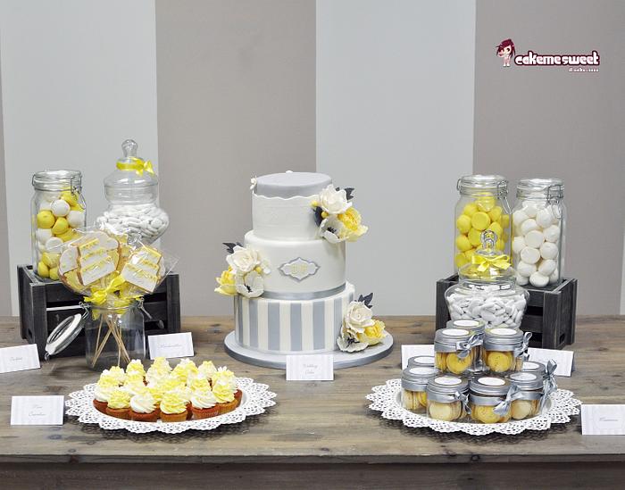 Grey and Yellow wedding table
