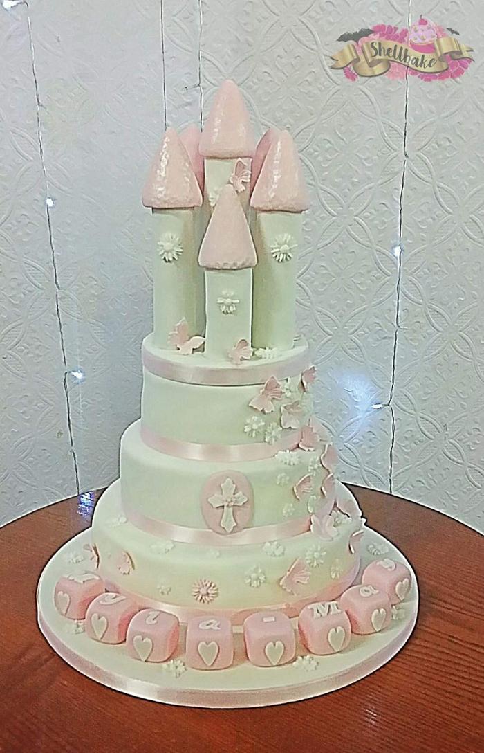 Castle christening cake